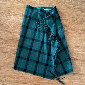 JW Anderson for Uniqlo green black plaid blanket wrap skirt